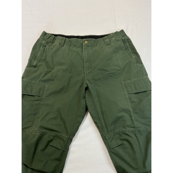 Men's Vertx Olive Green Elastic Side Tactical Style Work Pants Sz 38x32 'Flaws' - Picture 1 of 9